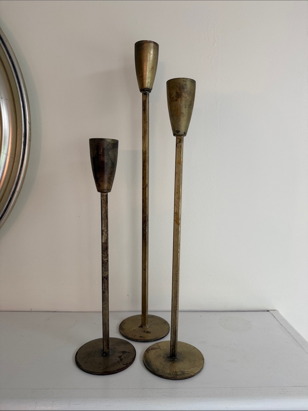 Creative Co-Op Brass-Tone Metal Candle Holders Set of 3